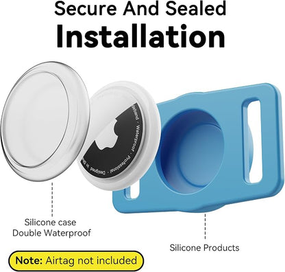 GOCII for Airtag Dog Collar Holder 2 Pack,Waterproof Dog Collar Holder for Apple AirTag(Gen 1 & 2),Silicone Air Tags Case for Dog Collars(Blue & Gray)
