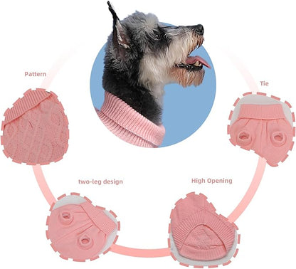 Pullover Dog Valentine Sweater, Cable Knitwear, Warm Clothes for Chihuahua, Bulldog, Dachshund, Pug, Yorkie,Dog Outfits for Small Dogs Medium Dogs (Pink L)