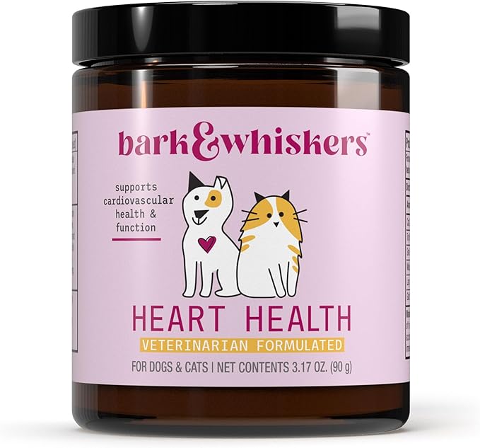 Bark & Whiskers Heart Health - Cardiovascular Support - Taurine - L-Carnitine - Organic Cheddar Base - for Dogs & Cats - 3.17 oz (90 Scoops)