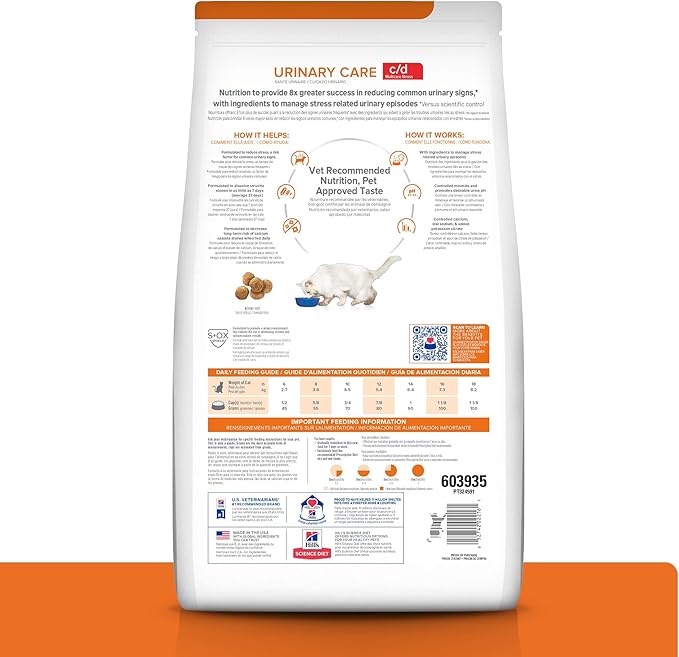 Hill's Prescription Diet c/d Multicare Stress Urinary Care Dry Cat Food, Chicken, 8.5 lb. Bag