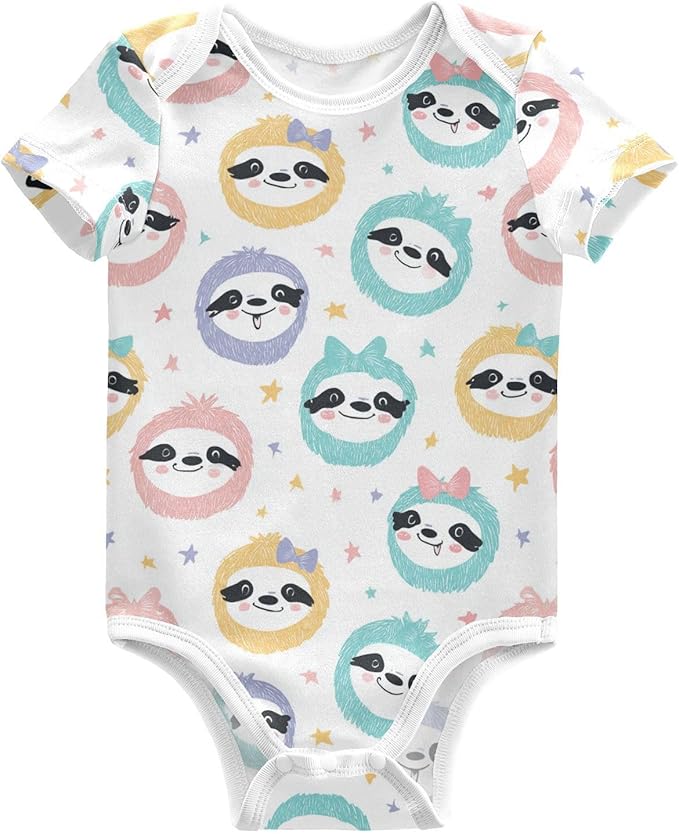 Bright Emotions Raccoons Baby Short Sleeve Bodysuits Romper Unisex Infant Outfit Wrapping Clothes for Boy Girl kids 3M