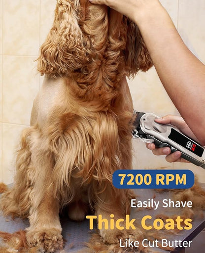 Professional Dog Clippers for Grooming, Low Noise Pet Trimmer Dog Shears for Pet Grooming Kit LED Display Cats Trimmer for Clipper Thick Hair