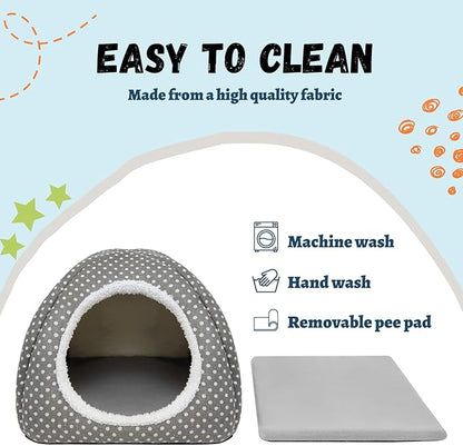 Rabbit Hideout Large Bunny Bed Washable Rabbit House and Hideout Fleece Guinea Pig Hiding Hut for Indoor Bunnies Small Animal Hideaway
