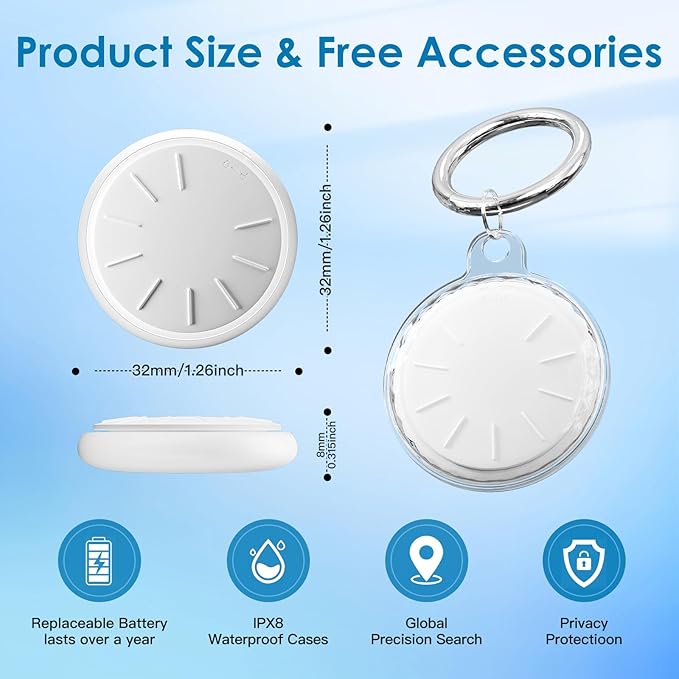 Mini GPS Tracker for Vehicles No Monthly Fee,GPS Car Tracker,Hidden Car Tracker with Case,Real Time Car GPS Tracker Work with Apple Find My(iOS Only) (Waterproof White,2PCS)