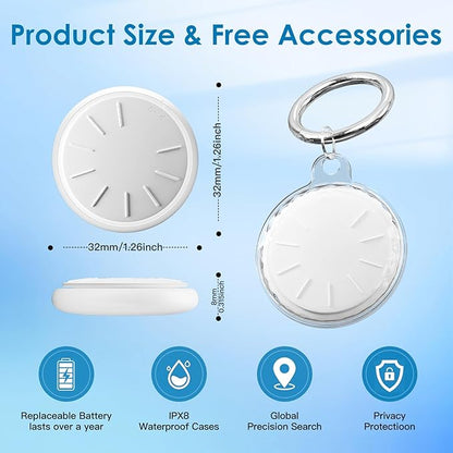 Mini GPS Tracker for Vehicles No Monthly Fee,GPS Car Tracker,Hidden Car Tracker with Case,Real Time Car GPS Tracker Work with Apple Find My(iOS Only) (Waterproof White,4PCS)