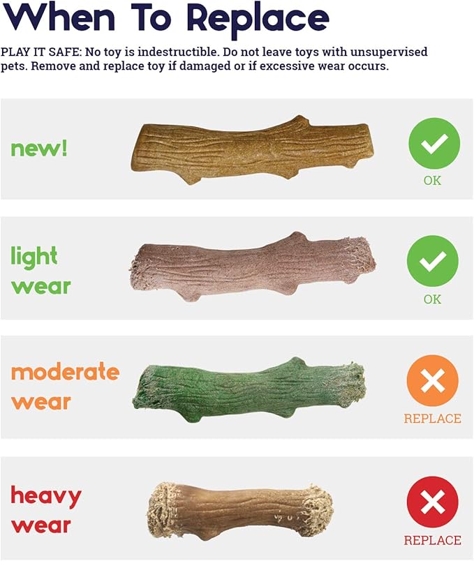 Pupstages Super Dogwood Dog Chew Toy – Real-Wood Blend, Natural Wood Flavor & Texture, Moderate Chewers, XS, 6"