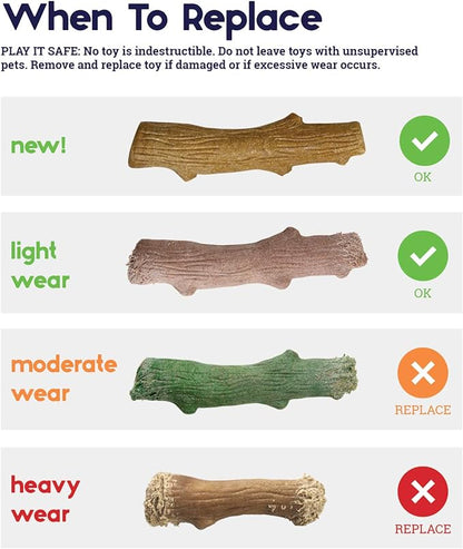 Pupstages Super Dogwood Dog Chew Toy – Real-Wood Blend, Natural Wood Flavor & Texture, Moderate Chewers, Large, 11"