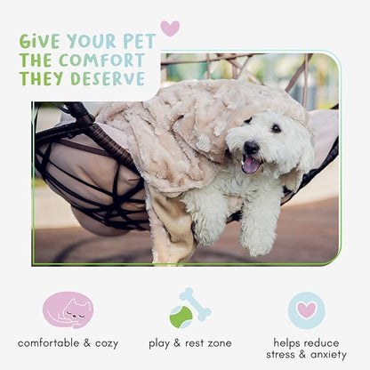 Petique The Velvet Blanky Pet Blanket, Super Soft Cat and Dog Blanket, Double Sided Plush Polyester, Cute Paw Print Design, Reversible, Machine Washable, Large Fleece Kitten and Puppy Blanket