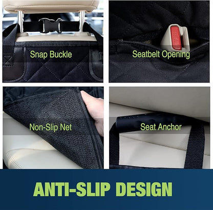NESTROAD Bench Dog Car Seat Cover for Back Seat,Waterproof Dog Seat Covers,Heavy-Duty and Nonslip Backseat Protector Cover for Cars,Trucks & SUVs (Black,53"×48")