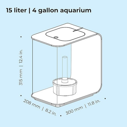 biOrb Flow 15 Acrylic 4-Gallon Aquarium with White LED Lights Modern Compact Tank for Tabletop or Desktop Display, White