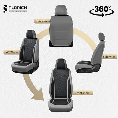 FLORICH Leather Seat Covers for Cars Front and Rear Car Seat Cover Premium Car Seat Protector Luxury Automotive Seat Covers Full Set Universal Fit for Most Car Truck SUV, Gray&Black