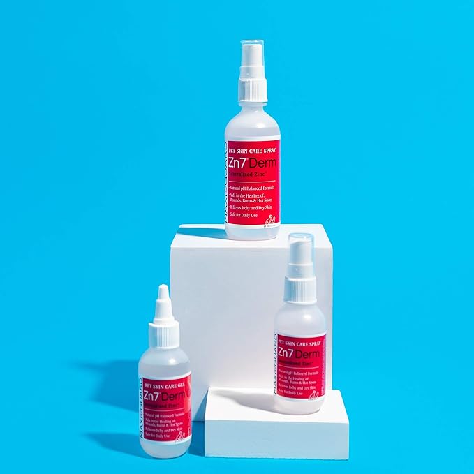 Maxi-Guard Pet Skin Care Spray Zn7 Derm with Neutralized Zinc for Dogs, Cats, Bovine, Exotics and Companion Animals (4oz), red/White