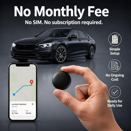 GPS Tracker for Vehicles – No SIM Required, Hidden Magnetic Car Tracker, Real-Time GPS Tracking for Kids, Car, Pets, No Monthly Fee, Works with Apple Find My, 2026 Upgraded (HITAG-2)