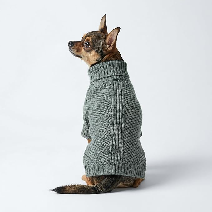 Fitwarm Dog Turtleneck Sweater, Thermal Knitted Pet Coat, Dog Winter Clothes for Small Dogs, Cat Apparel, Heather Grey, Small