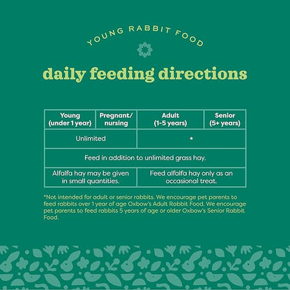 Oxbow Garden Select Rabbit Food, Young, Made with Oxbow Alfalfa for Rabbit, Bunny Food Pellets, Non-GMO, No Soy or Wheat, Small Animal Pet Products, Made in USA, High Fiber, 4 lb. Bag
