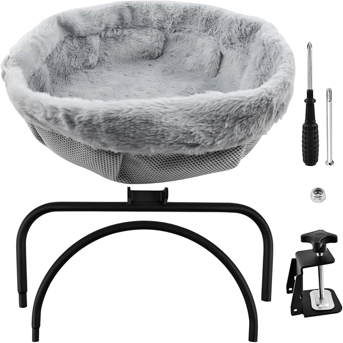Cat Desk Bed One-Click Folding Cat Desk Perch Clamp,Cats Hammock Perch Sturdy Ca t Bed for Desks with Removable Washable Cover,Supports Up to 40lbs,for Indoor Cats