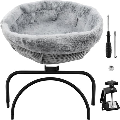 Cat Desk Bed One-Click Folding Cat Desk Perch Clamp,Cats Hammock Perch Sturdy Ca t Bed for Desks with Removable Washable Cover,Supports Up to 40lbs,for Indoor Cats