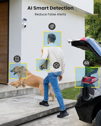 ieGeek Security Cameras Wireless Outdoor, 2K Solar WiFi Camera for Home Security System, Battery Powered Surveillance Cam with Solar Panel, 360° PTZ Color Night Vision, Motion Sensor, Works with Alexa