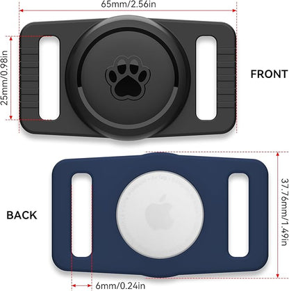 GOCII for Airtag Dog Collar Holder 2 Pack,Waterproof Dog Collar Holder for Apple AirTag(Gen 1 & 2),Silicone Air Tags Case for Dog Collars(Navy&Black)