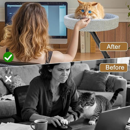 Simcat Modern Desk Cat Bed, Pet Cat Bed for Table Supports Up to 40 lbs, Removable Study Office Game Tables Indoor Cats Desk Beds