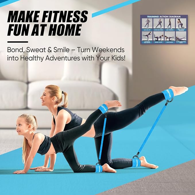 KUZARO Ankle Resistance Bands with Cuffs, Ankle Weights Bands for Working Out, Women Leg and Glutes Workout Equipment, Exercise Bands for Kickbacks, Butt and Booty Trainer, Home Gym Fitness Equipment
