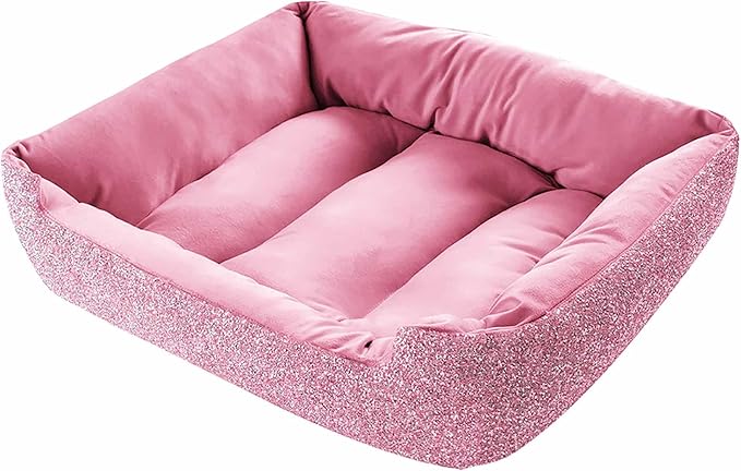 Sparkles Home Pet Bed, Sparkling Rhinestones, Soft, Comfortable Velvet, for Lounging Dogs, Cats, Pets, Pink, Small, Sold Individually
