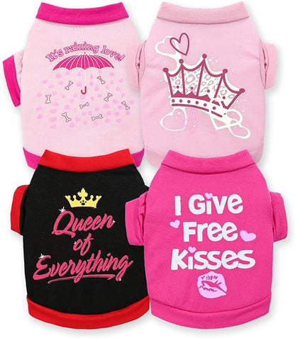 4 Pieces Dog Shirts Spring Summer Dog Clothes Cute Pattern Soft Breathable Outfit Pet T-Shirt Puppy Clothes for Small Dogs Girl and Cat (X-Small)