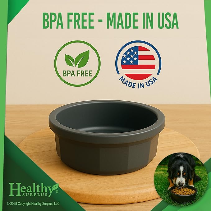 Pet Crock Bowl – Thick Durable Plastic Non-Tip Food & Water Dish for Dogs, Cats & Small Animals - 5.6 Inch Diameter – Indoor/Outdoor – Chew Resistant, Easy Clean (Green, Medium 16oz)