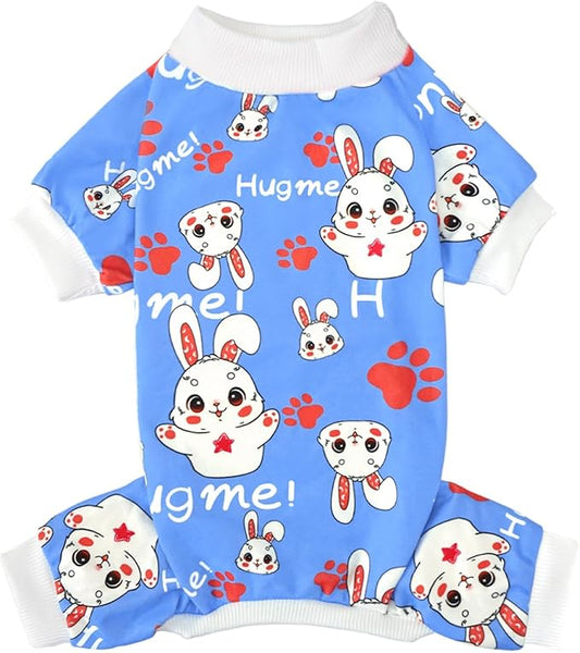 XPUDAC Easter Dog Pajamas Soft Stretchy Bunny Dog Clothes for Small Medium Dogs Pet Jumpsuit Cat Apparel-XS