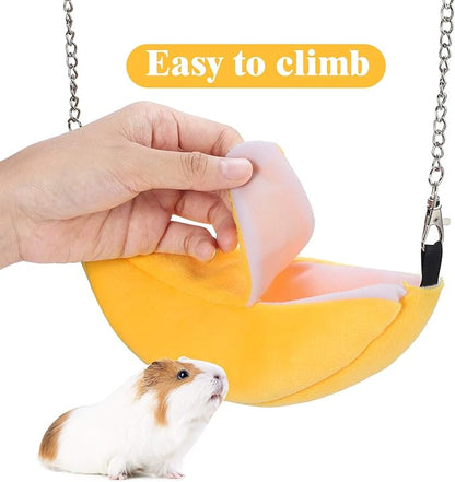 Jetec 2 Pcs Hamster Hammock Soft Bed Small Pet Animals Hamster Hanging House Cage Nest for Guinea Pig Rat Chinchilla Sleep and Play, Banana and Pineapple(Yellow)
