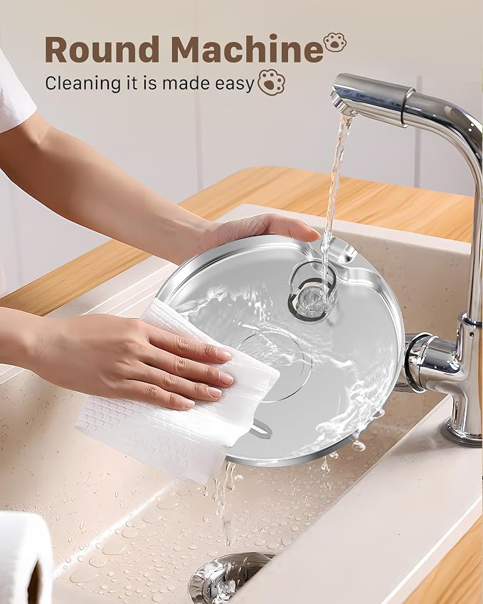 Pet Water Fountain Stainless Steel: 8 Filters + 8 Sponges Cat Water Fountains for Cats Indoor - Metal Cat Fountain Bowl - 74oz/2.2L Faucet Kitty Fountains & Led Light - Cats Pet Fountain for Drinking