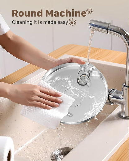 Pet Water Fountain Stainless Steel: 8 Filters + 8 Sponges Cat Water Fountains for Cats Indoor - Metal Cat Fountain Bowl - 74oz/2.2L Faucet Kitty Fountains & Led Light - Cats Pet Fountain for Drinking
