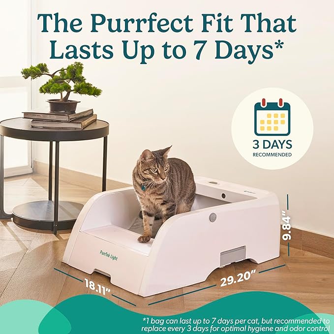 Petcove Self Cleaning Automatic Litter Box for Multi Cat Open Top/Quiet Operation ≤45 dB/Odor Control/Dual Anti-Pinch Safety/Easy App Control with Ultra Fast 5 GHz Wi-Fi - 20 Count Litter Bags