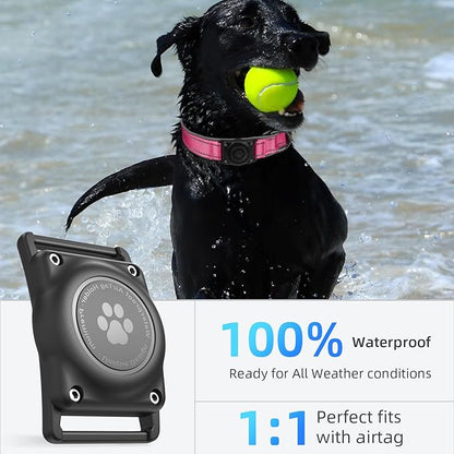 AirTag Dog Collar, IP68 Waterproof Air Tag Dog Collar Holder, Reflective, Ultra-Durable, Comfortable Padded, Heavy Duty Dog Collars for Small Medium Large Dogs (Watermelon red, L)