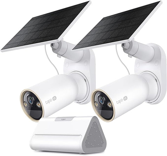 Tapo 4K Outdoor Solar-Powered Cameras C460 KIT x 2-Camera + Tapo Smart Hub H500 x1 Bundle, Expandable Local Storage up to 16TB, No Monthly Fee, Person/Vehicle/Pet Detection