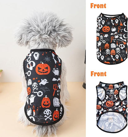6 Pack Halloween Dog Clothes for Small Dogs, Soft and Breathable Puppy Kitten Dog Shirts for Pet Cats, Dogs' T-Shirts Apparel Sleeveless Vests for Yorkies (Happy Halloween, Medium)