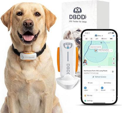 DBDD Smart GPS Dog Collar Tracker with Virtual Fence, Live Tracking & Vital Signs Monitoring for Dogs 40lbs Up, Waterproof Pet GPS Tracker for Pets,iOS & Android Compatible