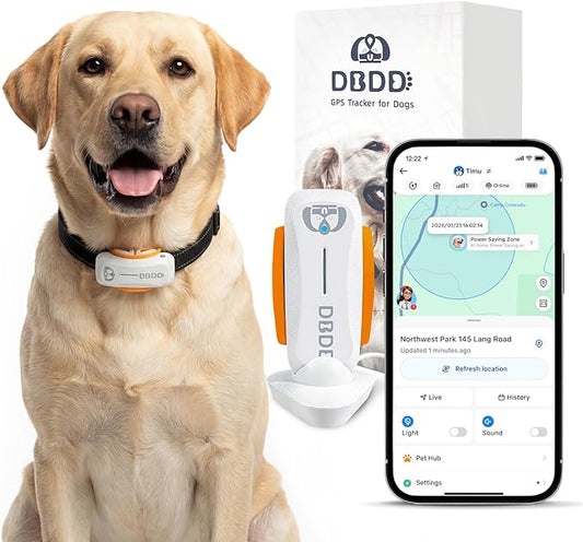 DBDD Smart GPS Dog Collar Tracker with Virtual Fence, Live Tracking & Vital Signs Monitoring for Dogs 40lbs Up, Waterproof Pet GPS Tracker for Pets,iOS & Android Compatible