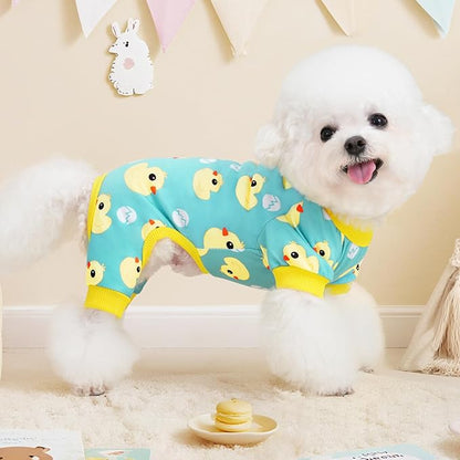 XPUDAC Dog Pajamas Soft Stretchy Duck Dog Clothes for Small Medium Dogs Pet Jumpsuit Cat Apparel-XS