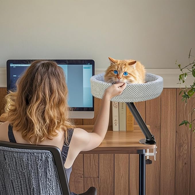 Simcat Modern Desk Cat Bed, Pet Cat Bed for Table Supports Up to 40 lbs, Removable Study Office Game Tables Indoor Cats Desk Beds