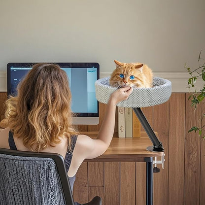 Simcat Modern Desk Cat Bed, Pet Cat Bed for Table Supports Up to 40 lbs, Removable Study Office Game Tables Indoor Cats Desk Beds