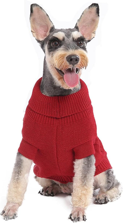 Cable Knitwear Valentines Dog Sweater, Warm Clothes for Chihuahua, Bulldog, Dachshund, Pug, Yorkie,Dog Outfits for Small Dogs Medium Dogs (Red XS)