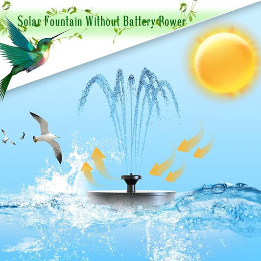 AMZtime Solar Fountain, 2026 Upgraded Solar Water Fountains with 6 Nozzles, Free Standing Floating Solar Powered Water Fountain Pump for Bird Bath, Garden, Pool, Pond and Outdoor