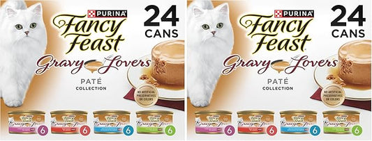 Fancy Feast Purina Gravy Lovers Variety Pack Feast Pate in Wet Cat Food Gravy - 4.5 lb. Boxes, 1 Count (Pack of 48)