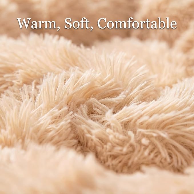 Tiny Dog Bed 15 Inch for Extra Small Dogs,Washable Puppy Bed,Soft Faux Fur Calming Donut Bed for Chihuahua Yorkie Maltese Pomeranian,Light Brown