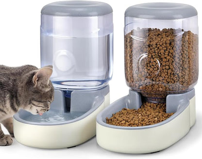 2 Pack Automatic Cat Feeder and Water Dispenser Pet Dog Gravity Feed Bowl | Automatic Cat Feeder and Water Dispenser Pet Feed Bowl Dog Gravity Food Feeder & Waterer Set for Small Medium Pup Kitty