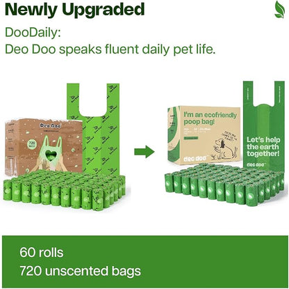 Dog Poop Bags with Handles Large Size 60 Rolls 720 Counts Big Sizes Leak Proof and Extra Thick Waste Bags Refill Rolls for Walking Medium Large Dogs Cats Litter Unscented