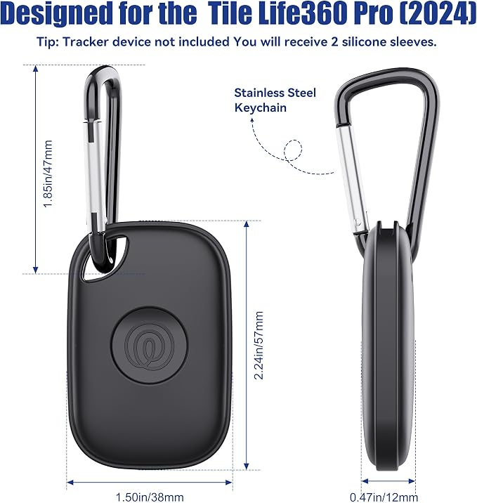 DDJ Case for Tile Life360 Pro (2024) Bluetooth Tracker with Keychain 2-Pack, Soft Silicone Cover Holder Key Ring Clip for Tile GPS Item iTag Finders Accessories, for Pet, Bags, Kids, Keys, Luggage