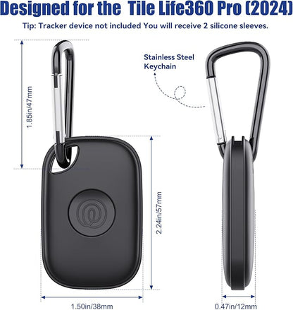DDJ Case for Tile Life360 Pro (2024) Bluetooth Tracker with Keychain 2-Pack, Soft Silicone Cover Holder Key Ring Clip for Tile GPS Item iTag Finders Accessories, for Pet, Bags, Kids, Keys, Luggage