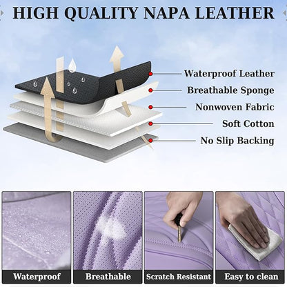 Coverado Car Seat Covers Full Set, 5 Seats Front Seat Cover and Back Seat Covers for Cars, Automotive Seat Covers Leather Waterproof Seat Covers, Car Seat Protectors Universal for Cars Purple